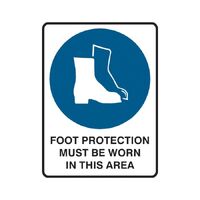 BRADY SIGNS FOOT PROTECTION MUST BE WORN IN THIS AREA POLY SIGNAGE