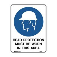 BRADY SIGNS HEAD PROTECTION MUST BE WORN IN THE AREA - POLY SIGNAGE