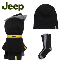 Jeep Men's Explorer Socks, Beanie And Wrist Band Bundle Set Premium Work Outdoor