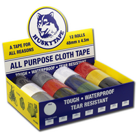 Husky Tape 12x Pack 105 Assorted Cloth Tape Display 48mm x 4.5m