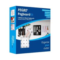 Modular Pegboard Kit with 24 Hooks and Mounting Options 50cm x 50cm