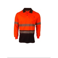 KM Workwear Bamboo Taped Long Sleeve Two Tone Polo Shirt