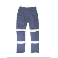 KM Workwear Double Hooped Taped Cotton Drill Cargo Pants Navy