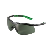 5X6 Safety Glasses Gunmetal/Green Frame Smoke Lens 10x Pack