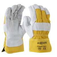 Grey split palm yellow cotton back glove size XLarge
