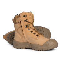 Mongrel High Leg ZipSider Safety Boot with Scuff Cap and Heat Resistant Sole Wheat