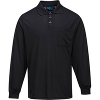 Prime Mover Long Sleeve Solid Colour Micro Mesh Polo