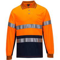 Prime Mover Long Sleeve Micro Mesh Polo with Tape