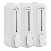 Dolphy multi compatible abs wall mount soap dispenser 300ml (pack of 3)- white