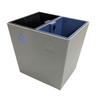 Dolphy premium leather and wood recycle bin 14l - grey
