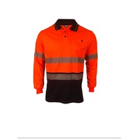 KM Workwear Bamboo Taped Long Sleeve Two Tone Polo Shirt