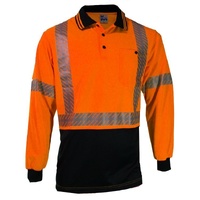 KM Workwear Taped Cross Back Long Sleeve Two Tone Polo Shirt