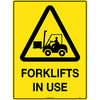Caution Forklifts in Use Safety Sign 450x300mm Poly