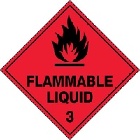 Flammable Liquid 3 Hazchem Sign 270x270mm Self Adhesive