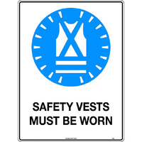 Safety Vests Must Be Worn Mining Safety Sign 600x450mm Metal