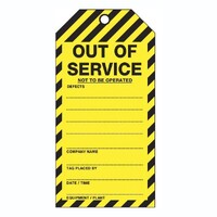 Out Of Service As Per TOS51TP Tear Proof Tags 100x Pack