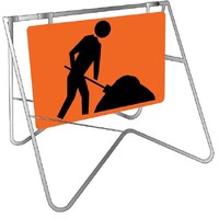 Symbolic Worker Traffic Safety Swing Stand and Sign 900x600mm