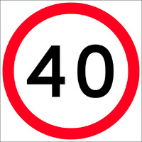 40km in Roundel Traffic Safety Sign Corflute 600x600mm