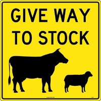 Give Way To Stock with Picto Traffic Safety Sign Metal 450x300mm