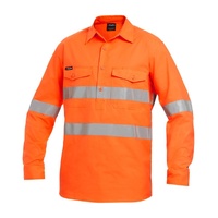 KingGee Mens Workcool2 Hi Vis Reflective Closed Front Shirt Long Sleeve