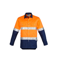 SYZMIK - MENS INDUSTRIAL LONG SLEEVE SHIRT - ORANGE/NAVY - 2XL